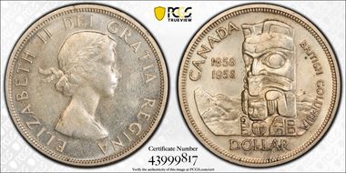 1958 S$1 British Columbia AU58