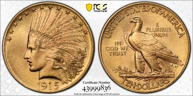 1915 $10 MS64+ 