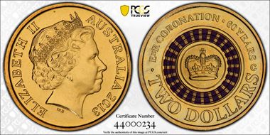 2013-C $2 Coronation Colorized MS68