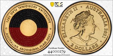 2021 $2 50th Ann Aboriginal Flag Colorized MS67