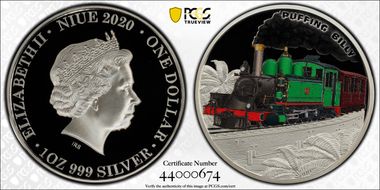 2020 $1 Puffing Billy Colorized PR70DCAM