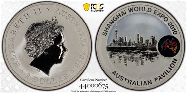 2010-P $1 Shanghai Cityscape Shanghai World Expo MS69