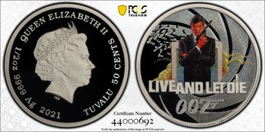 2021 50C Live and Let Die James Bond PR70DCAM