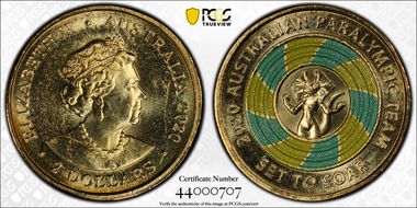 2020 $2 Paralympic Team Set to Soar - Colorized MS65