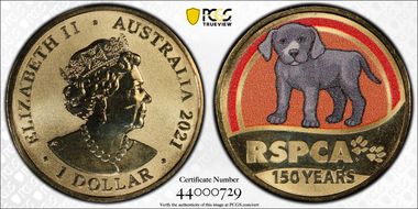 2021 $1 150 Ann. of RSPCA Dog MS67