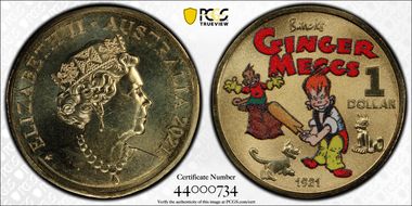 2021 $1 Ginger Meggs Cricket MS67