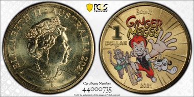 2021 $1 Ginger Meggs Running MS68