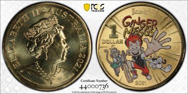 2021 $1 Ginger Meggs Running MS68
