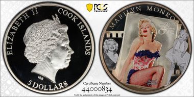 2011 $5 M. Monroe 85th Birthday Colorized PR69DCAM