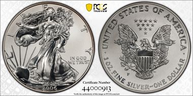 2006-P $1 Eagle-20th Anniversary Reverse Proof PR70