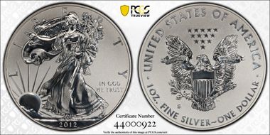 2012-S $1 Silver Eagle Rev PR  75th Anniversary SF Mint Set PR69