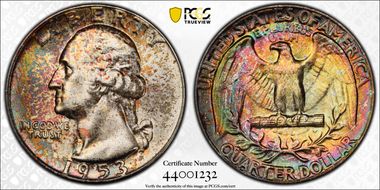 1953 25C MS67+ 