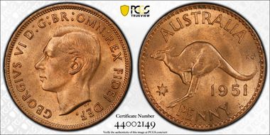 1951-PL (L) 1D KM-43 MS65+ RD