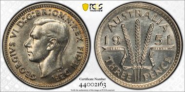 1951(m) 3D KM-44  Ag MS64