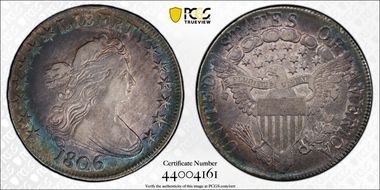 1806 50C Pointed 6, No Stem XF45