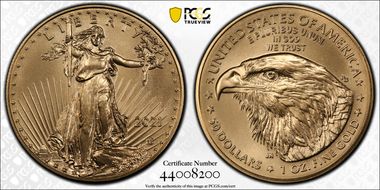 2021 $50 Gold Eagle - Type 2 MS70