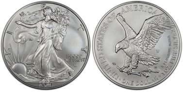 2021-W $1 Burnished Silver Eagle-Type 2 SP70