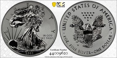 2021-W $1 Silver Eagle Rev PR - Type 1 Designer Edition PR70