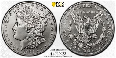2021-D $1 Morgan Dollar 100th Anniversary MS69