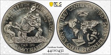 1967-P Medal D1967-1b Silver SEABEES Anniv Small MS66