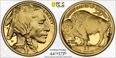 2008-W $5 American Buffalo First Strike .9999 Fine Gold PR70DCAM