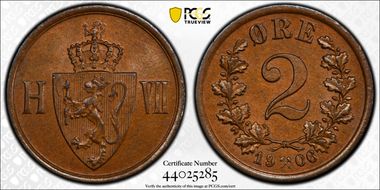 1906 2 Øre MS65BN