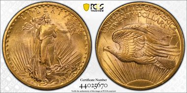 1907 $20 Saint-Gaudens MS64