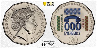 2011 50C Triple Zero Anniversary Colorized MS68