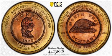 1950 Medal PNNA 7th Annual Meeting 41mm C50-02a Bronzed Brass MS63