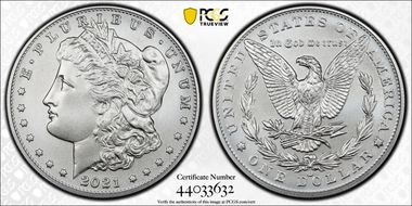 2021-CC Privy $1 Morgan Dollar 100th Anniversary MS70