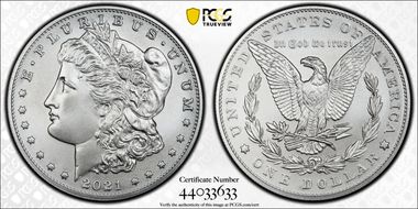 2021 $1 Morgan Dollar 100th Anniversary MS70