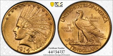 1914-D $10 AU58