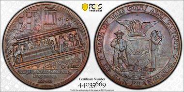 1973-S Medal D1973-2e Bronze Cable Car Small MS64BN