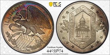 1968 SC50C Illinois Sesquicentennial Ag Heraldic Art Medal MS66