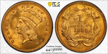 1889 G$1 MS67+ 