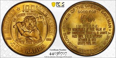 1959 Token TC-16810 Brass 34mm The Oregon Caveman Inc. MS65