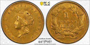 1854 G$1 Type 2 AU50