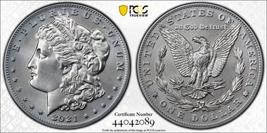 2021 $1 Morgan Dollar 100th Anniversary MS70