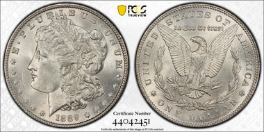 1889 $1 VAM 5A Pitted Reverse MS63