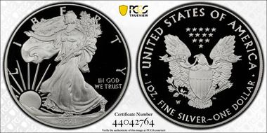 2021-W  $1 Silver Eagle - Type 1 PR70DCAM