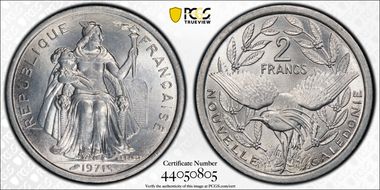 1971 2 Fr KM-9 & Lec-56 MS67