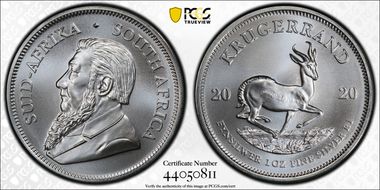 2020 1 Rand Krugerrand Silver MS69
