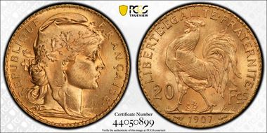 1907 20 Fr Gad-1064a F-535 Refrappe MS65