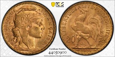 1909 20 Fr Gad-1064a F-535 Originale MS64