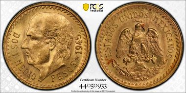 1945 2 1/2 P KM-463  Au MS67