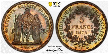 1873-A 5 Fr Gad-745a F-334 MS65+