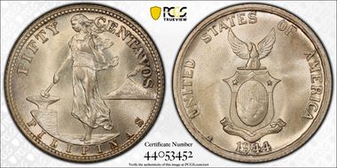 1944-S 50C KM-183  Ag MS66