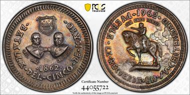 1962 Medal Grove-798a Ag Battle of Cinco de Mayo MS62