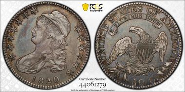 1820/19 50C Overton 101a Square Base 2 XF40