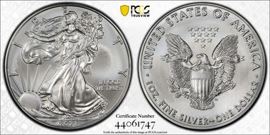 2021 $1 Silver Eagle - Type 1 First Strike MS70